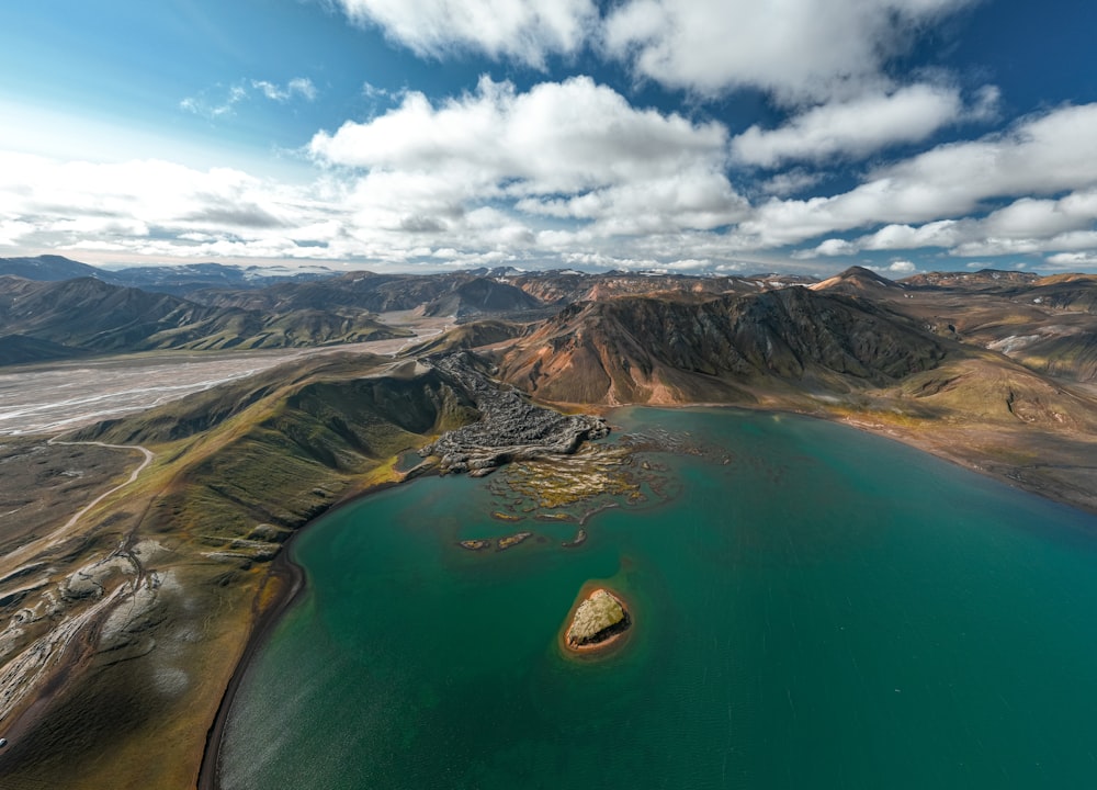 a large body of water surrounded by mountains