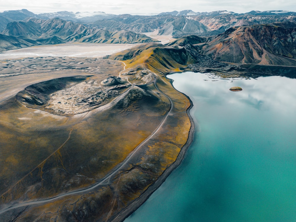 a large body of water surrounded by mountains