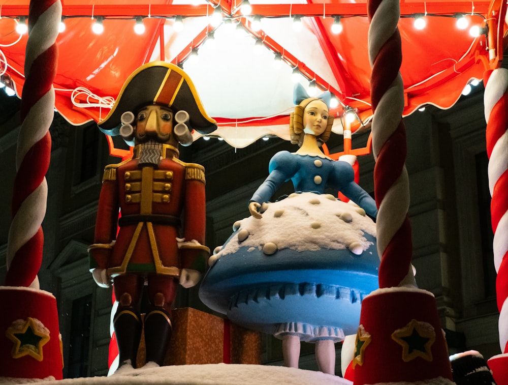 a christmas display of a nutcracker and a soldier
