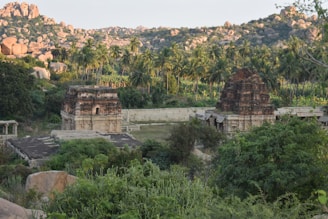 Ancient temples nestled among dense forested hills in Uttarakhand.