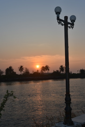 A warm-hued vintage poster featuring a retro Sarasota beach scene with palm trees and a glowing sunset.