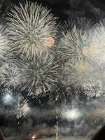 Evening celebration with smoke machine effects and sparkling cold fireworks