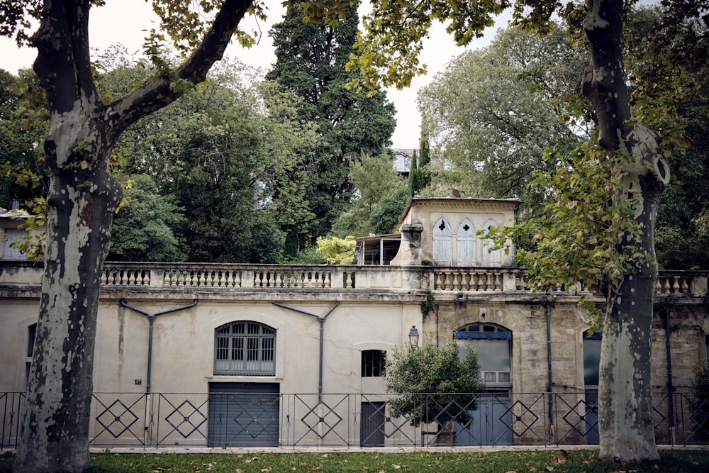 an old building with a balcony and balconies