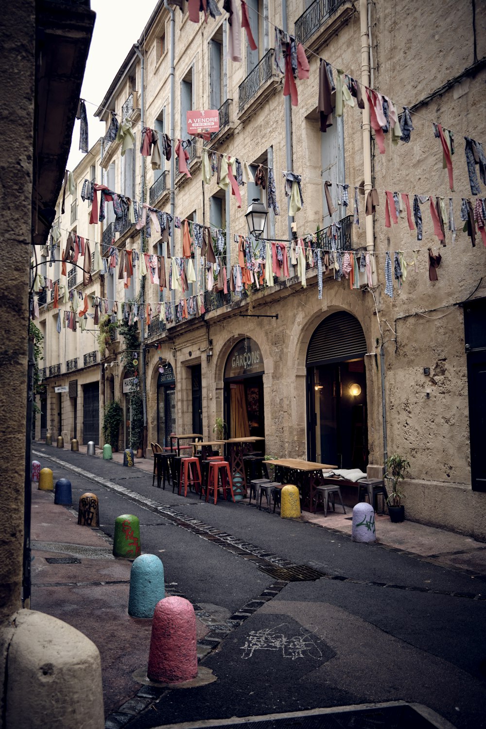 a row of buildings on a city street