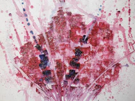 Abstract brush strokes blending multiple shades of pinks and reds, creating a sense of movement.