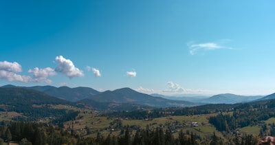 A panoramic view of fertile farmland in the valley.