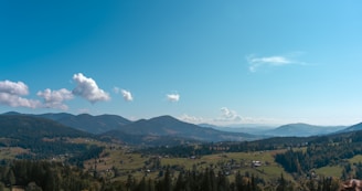 A panoramic view of fertile farmland in the valley.