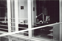 A modern law office with books and legal documents.