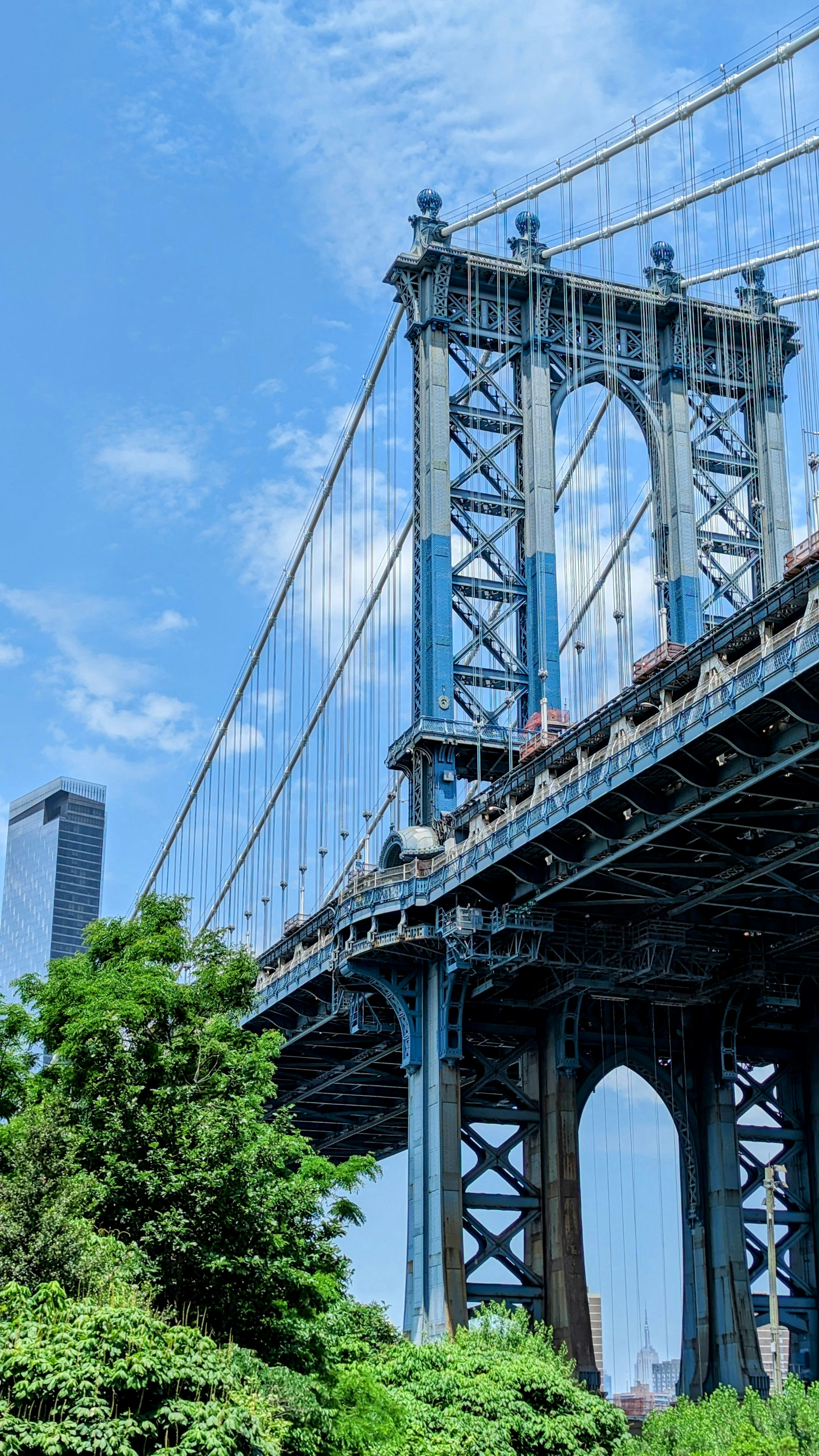 a bridge with a train going over it