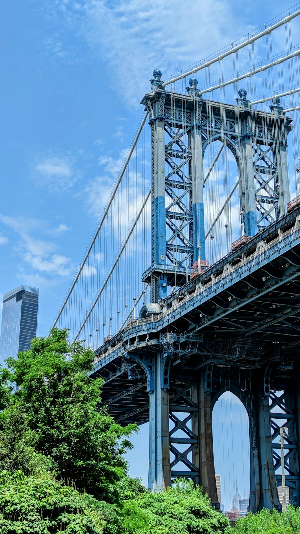 a bridge with a train going over it