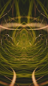 an abstract image of green and yellow lines