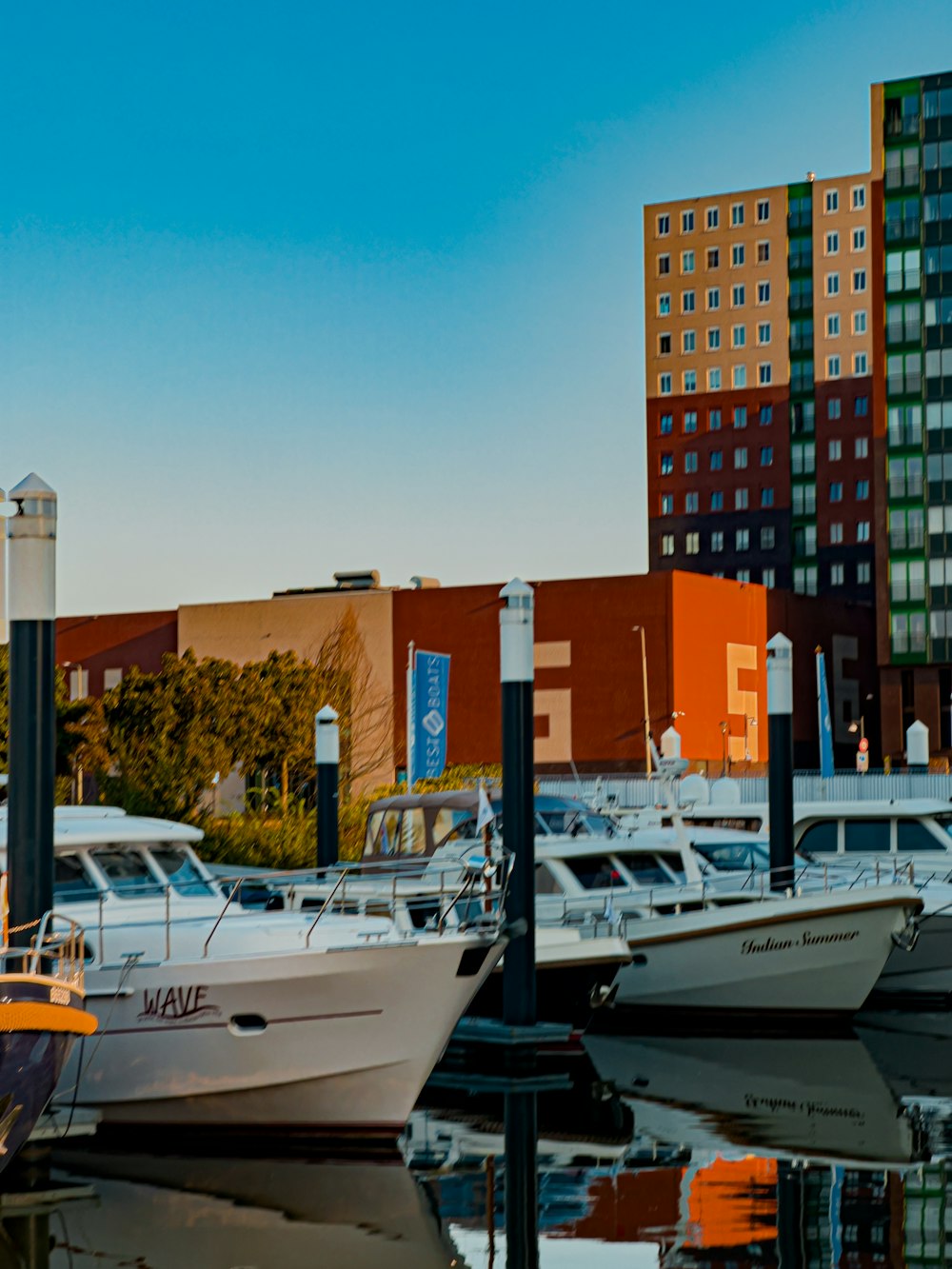 a group of boats that are sitting in the water