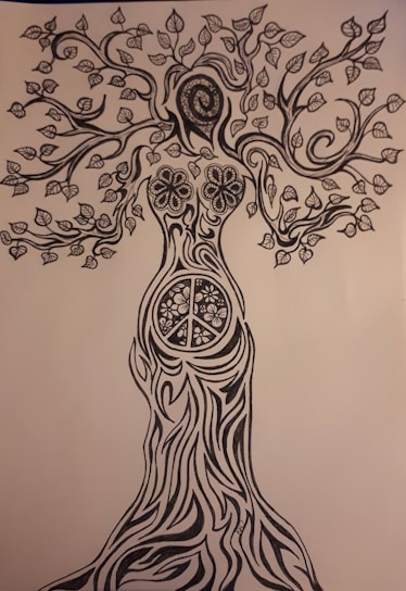 A beautiful family tree illustration depicting various generations.