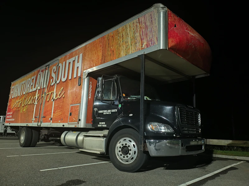 Semi-truck at night