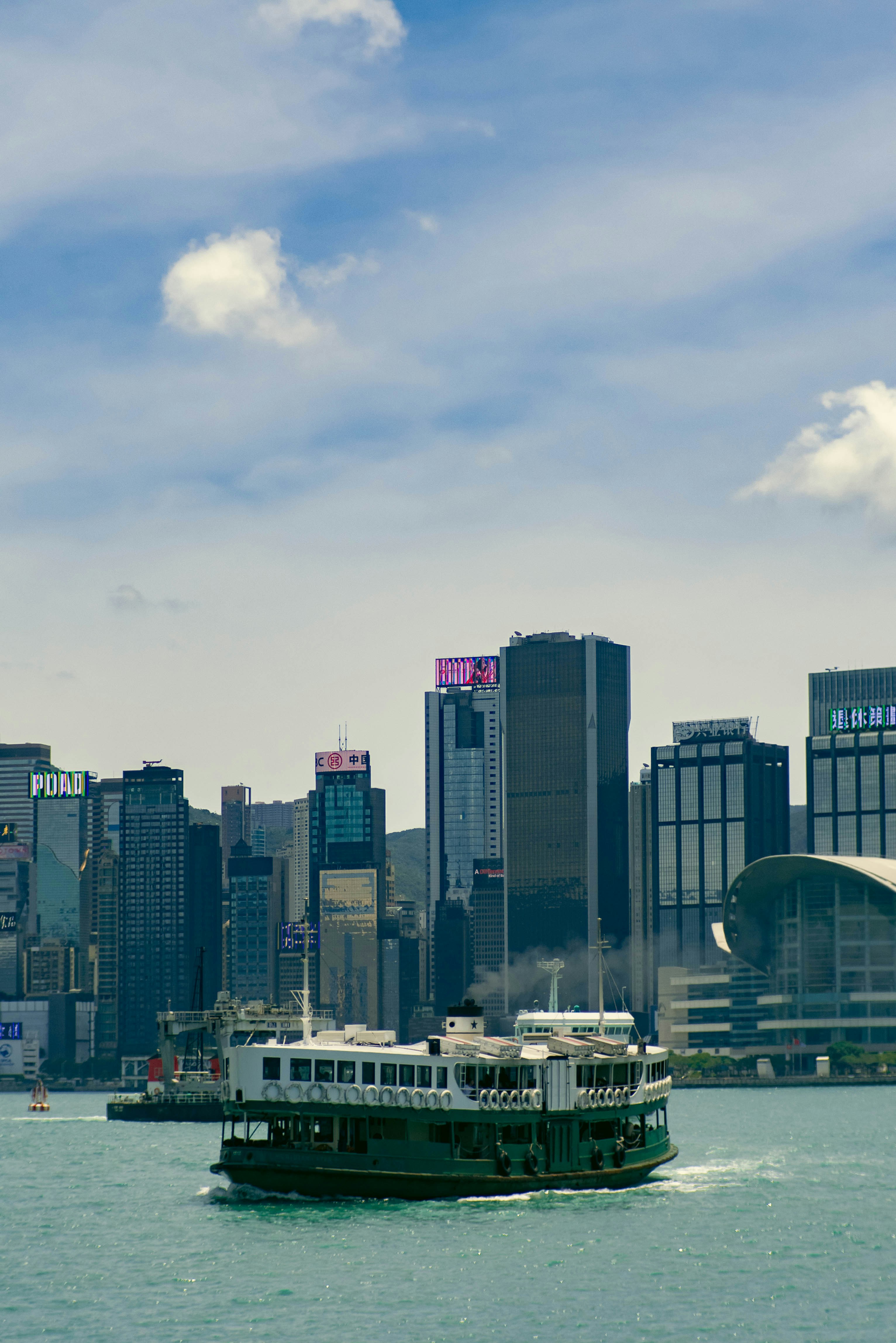 a large boat in a large body of water
