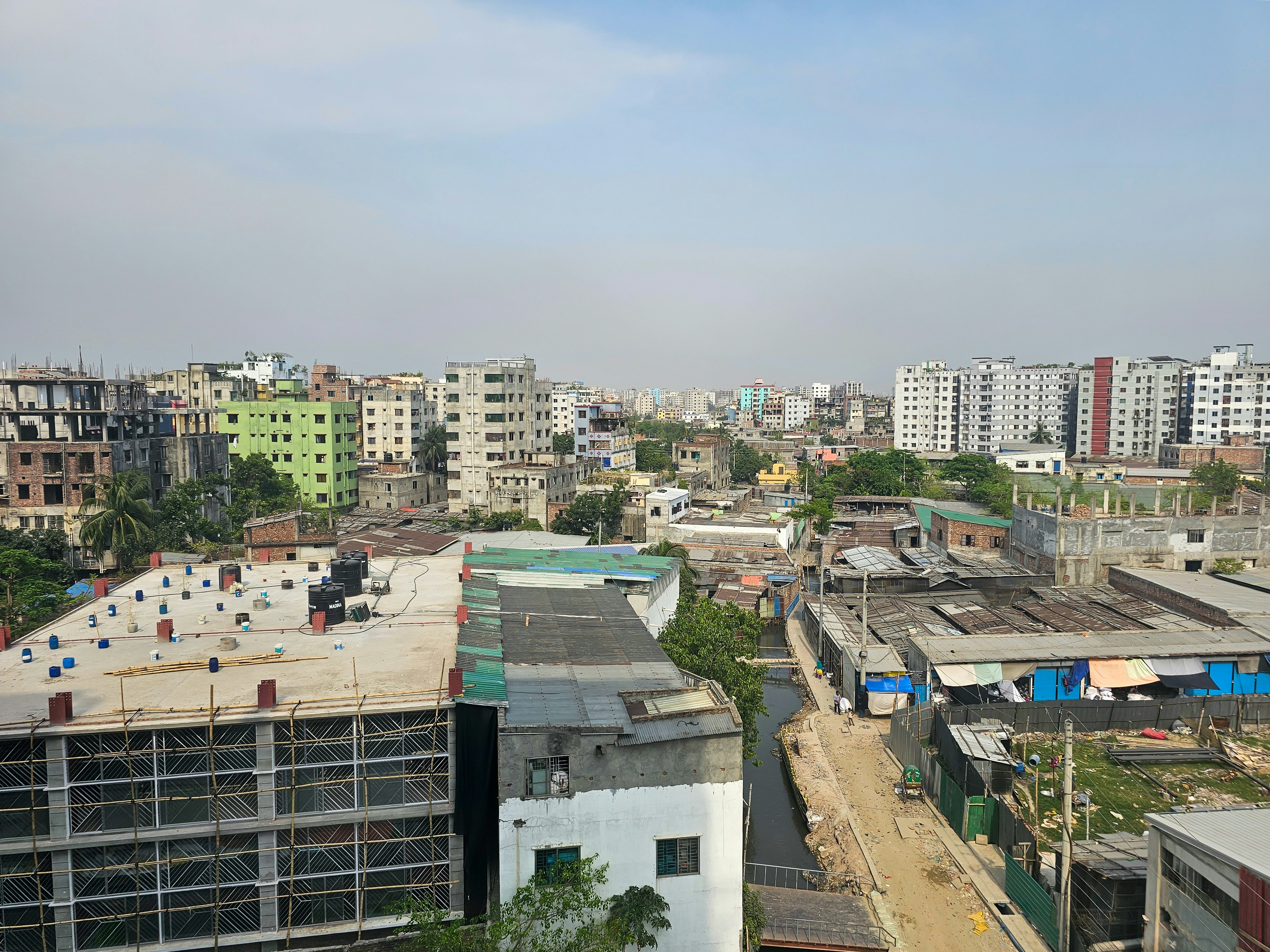 a view of a city from a high rise building