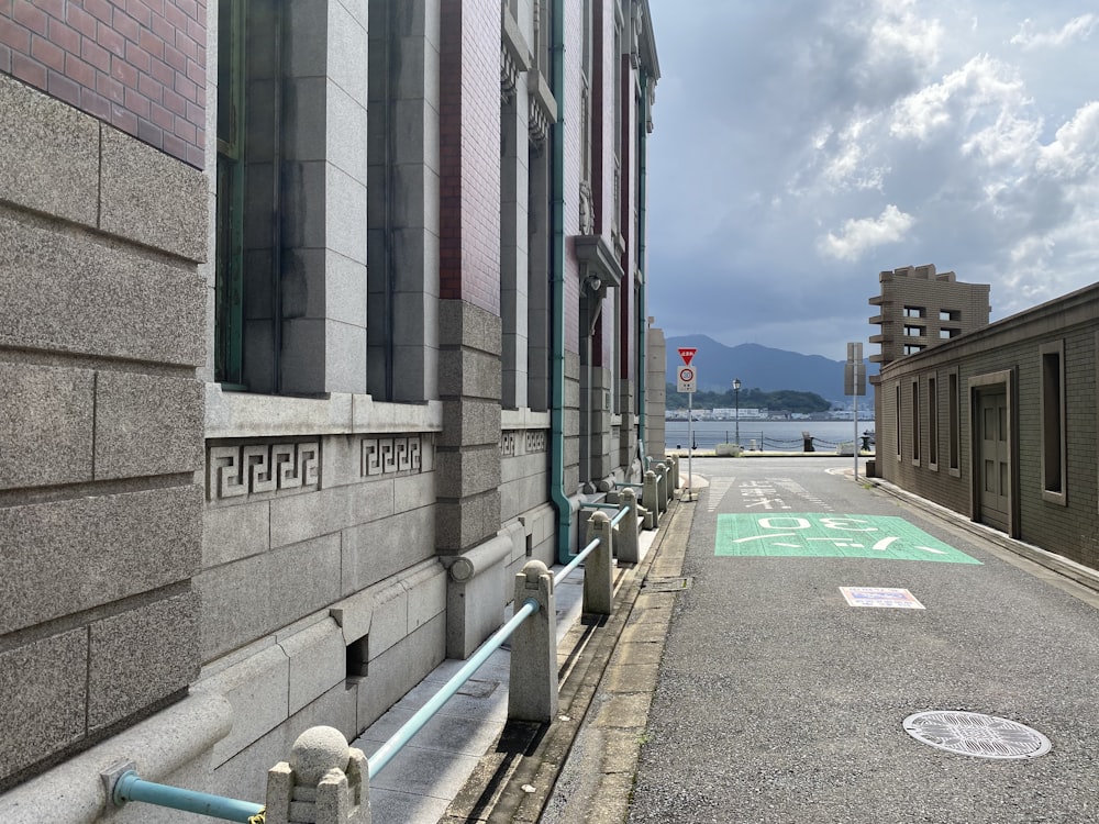 a street with a bike lane painted on the side of it
