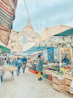A vibrant market filled with local crafts and fresh produce.