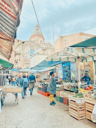 A vibrant local market filled with fresh produce and crafts.