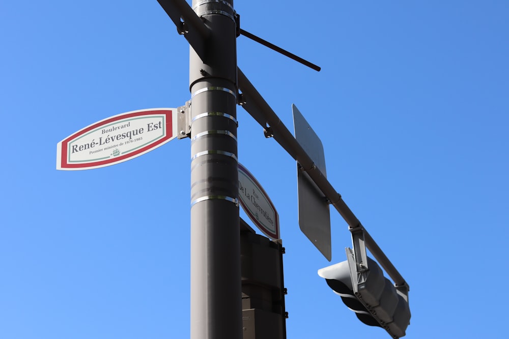 a street light with a street sign on it
