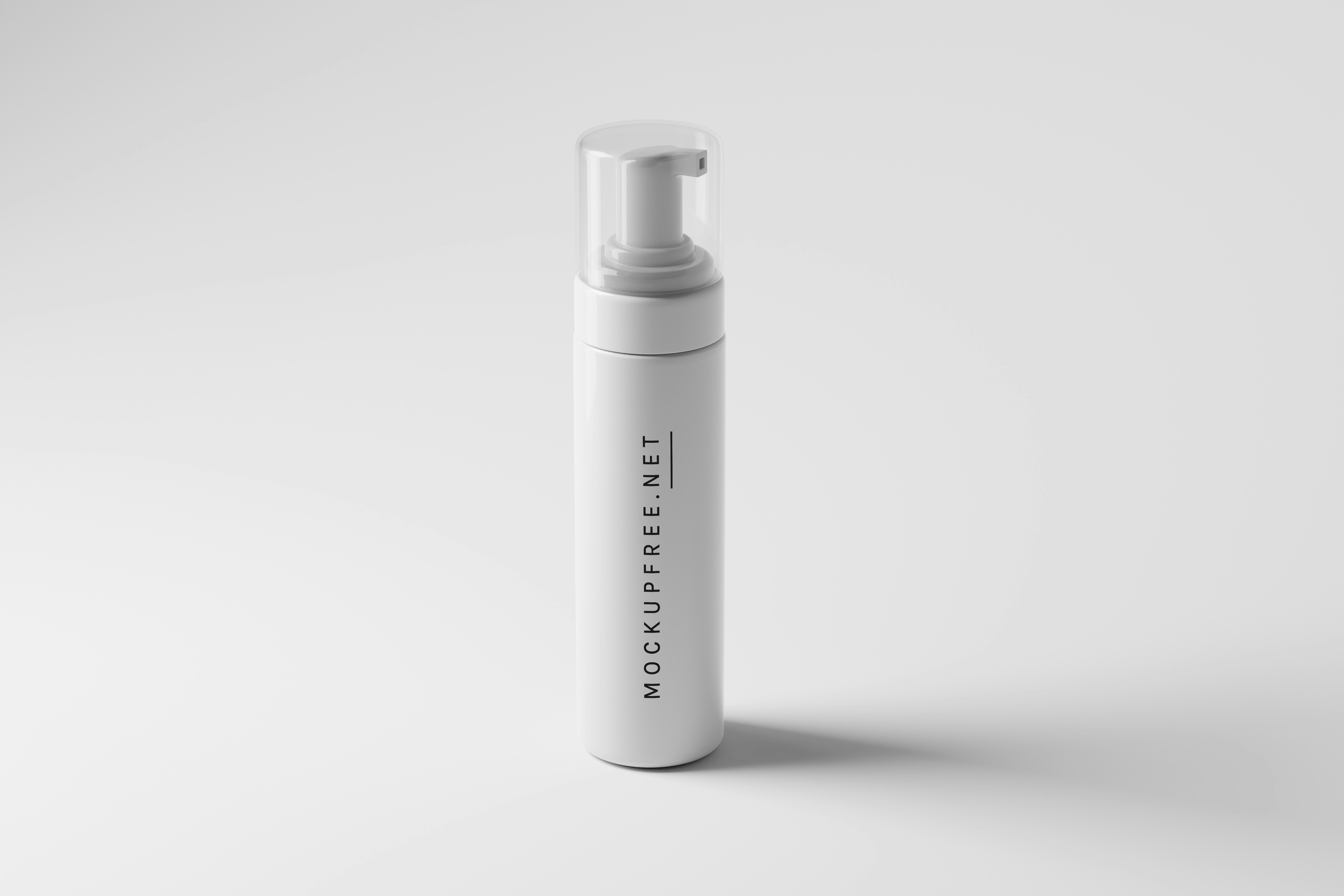 Foam cleanser pump bottle with green tea botanical extracts on light beige surface, soft natural lighting