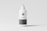 A white plastic pump bottle labeled as a cosmetic mockup stands against a neutral gray background. The bottle features a minimalist design with the text 'cosmetic mockup' printed in black. The pump dispenser is white, matching the bottle's color.