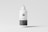 A white plastic pump bottle labeled as a cosmetic mockup stands against a neutral gray background. The bottle features a minimalist design with the text 'cosmetic mockup' printed in black. The pump dispenser is white, matching the bottle's color.