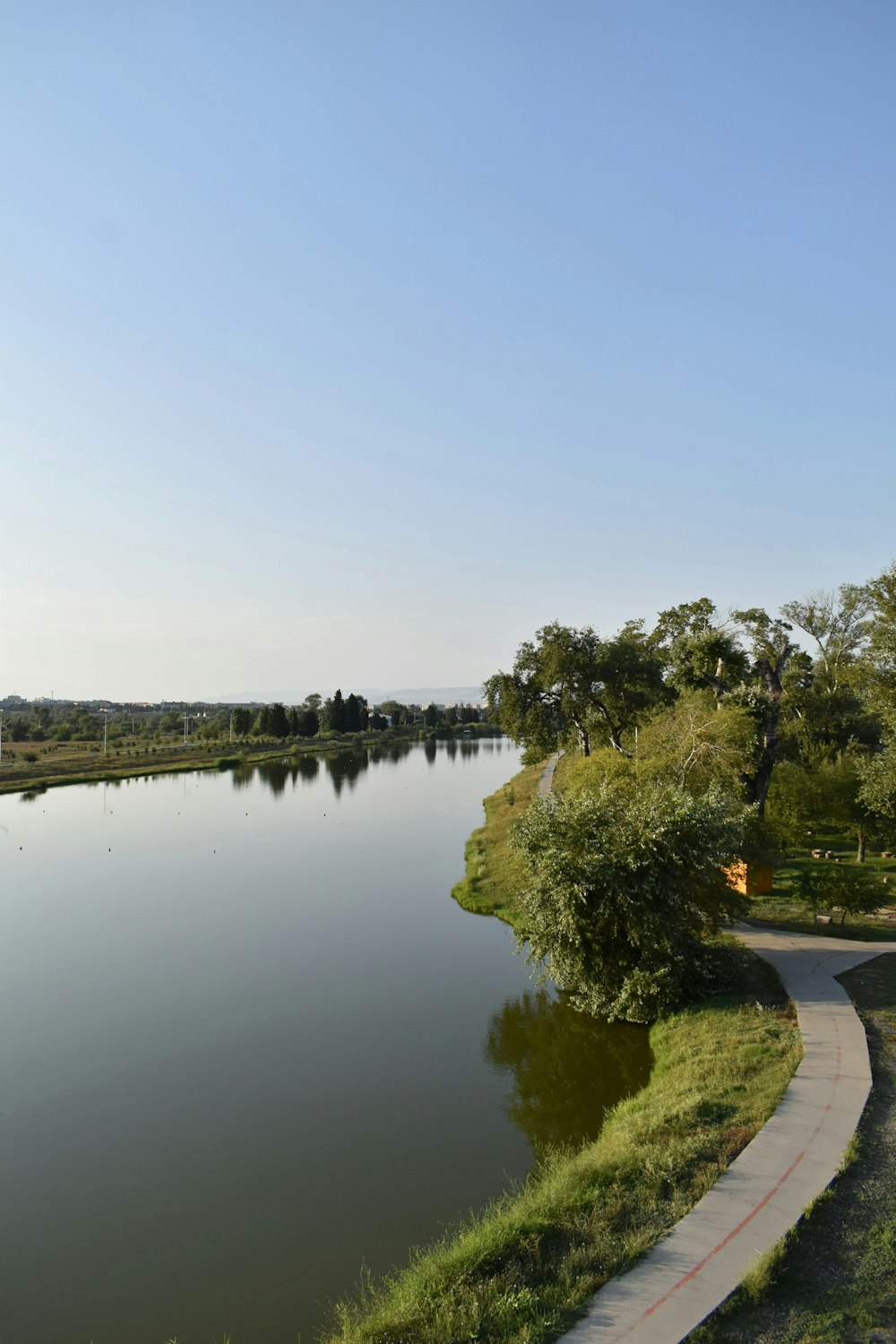 a view of a river with a path going through it