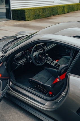 The interior of a luxury car highlighting its features.