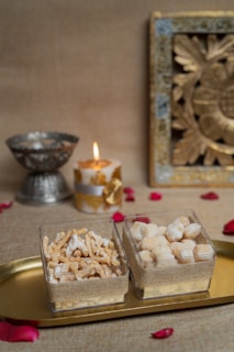 Chic decorative tray set on a stylish table.