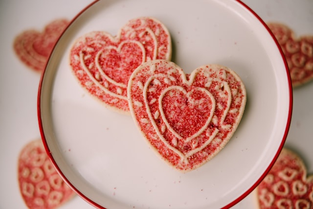 Big Heart-shaped Cookies for Valentines Day with Icing