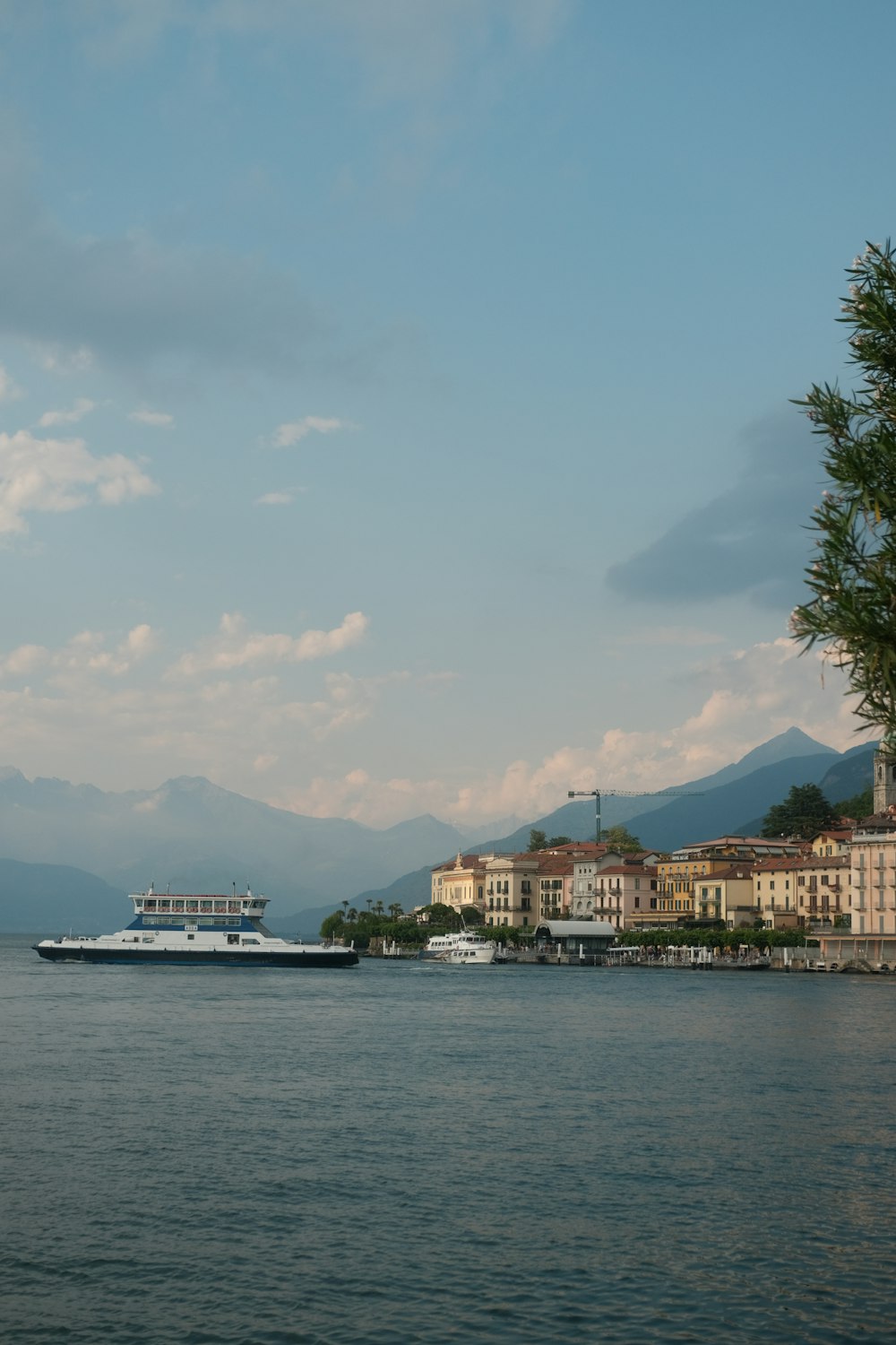 a large boat floating on top of a body of water