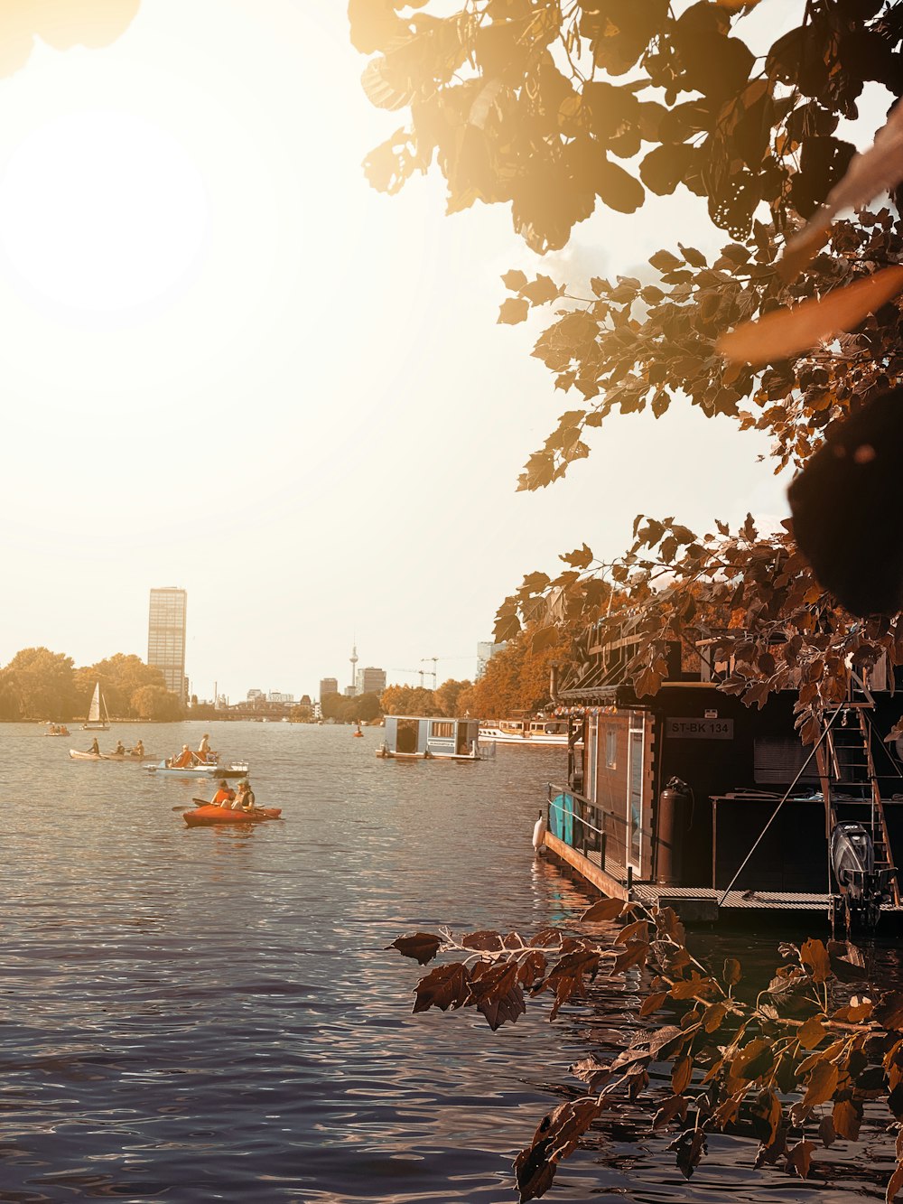 a body of water with boats floating on top of it