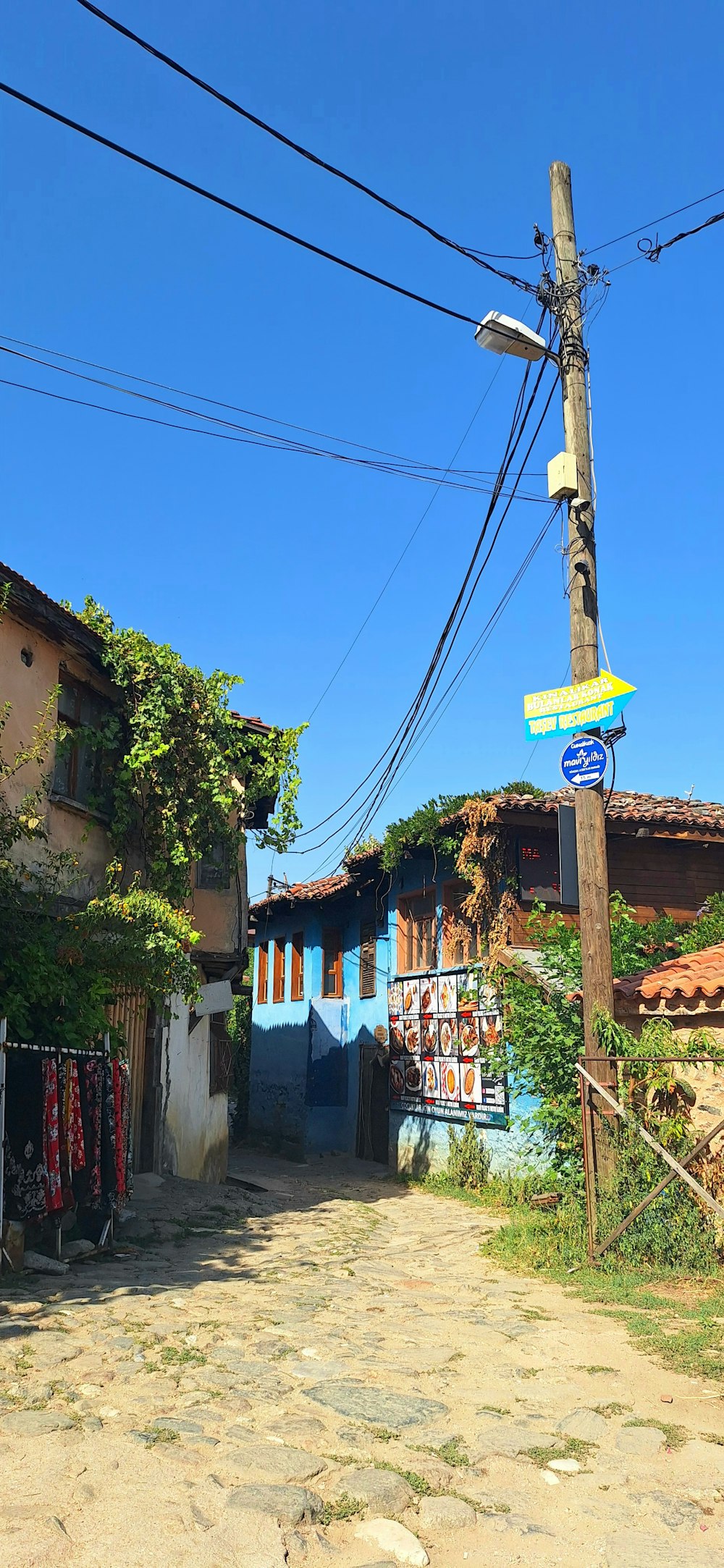 a street sign on a pole in front of a building