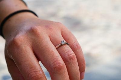 a woman's hand with a diamond ring on it