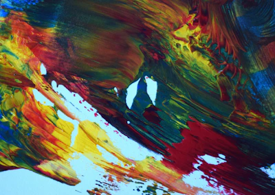 A vibrant oil painting on canvas featuring bold colors and dynamic brushstrokes, capturing the essence of creativity.