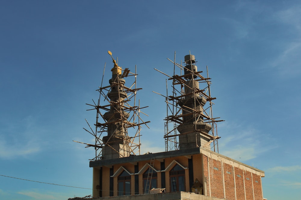 a building with scaffolding on top of it