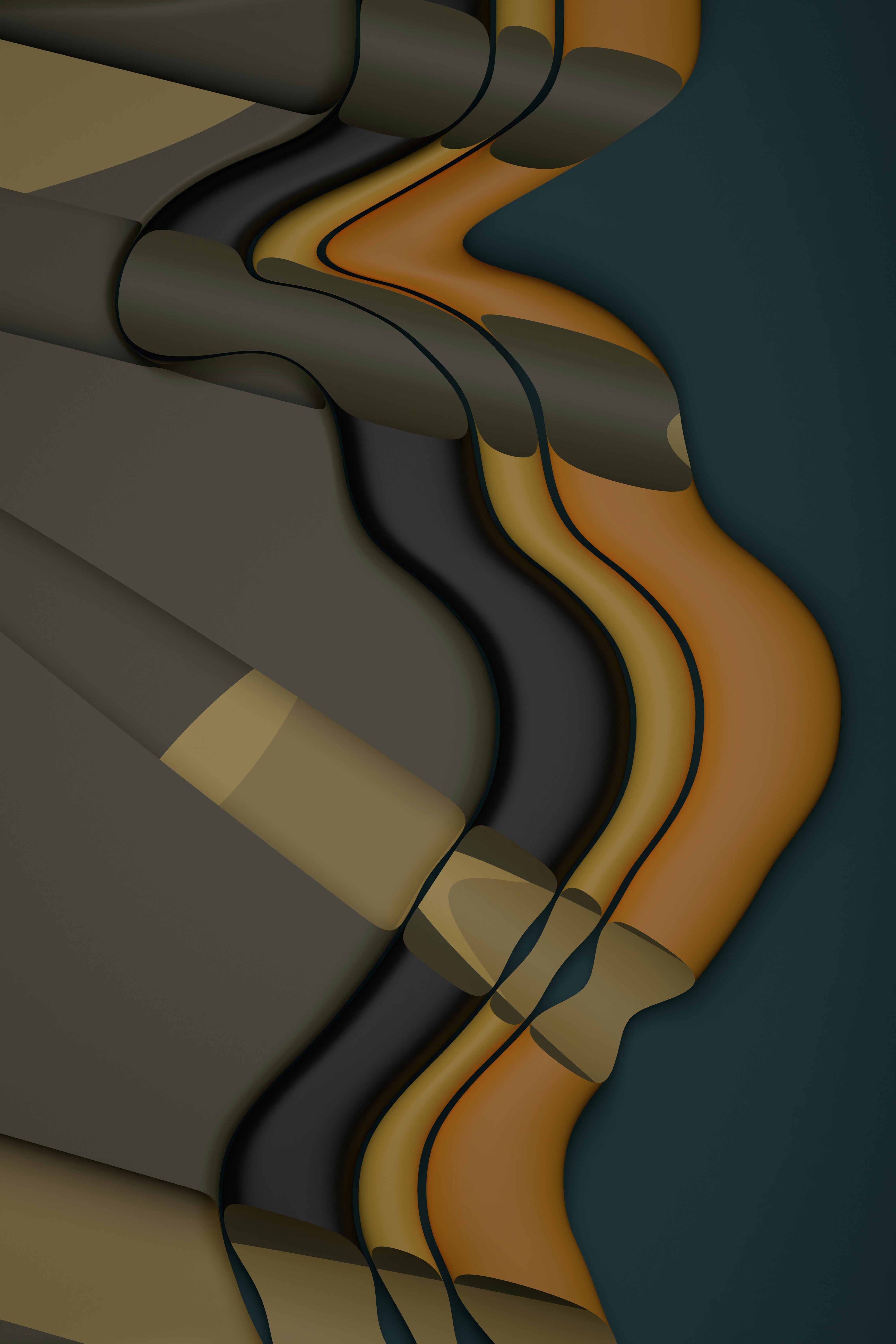 a digital painting of a wavy line of orange and brown