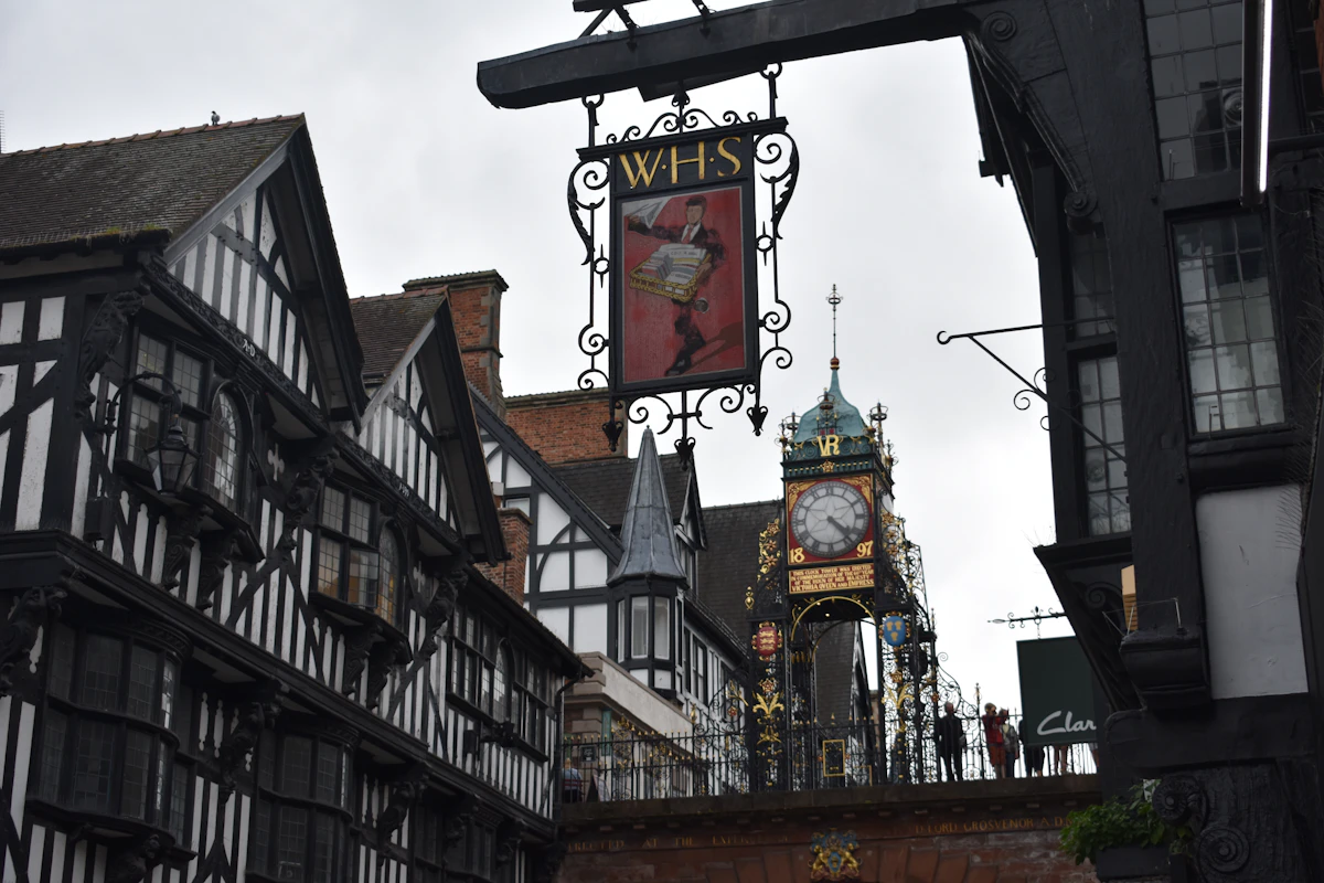 Eastgate Clock and historic Rows in Chester city centre