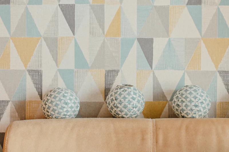 Geometric pattern mural installation
