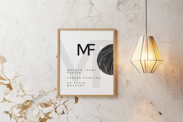Elegant minimalist line art on a clean white canvas, framed in light wood