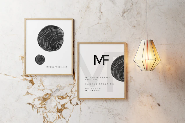 A sleek metal poster hanging in a stylish living room with warm ambient lighting.