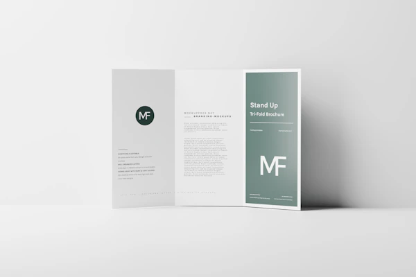 Folded tri-fold brochure mockup