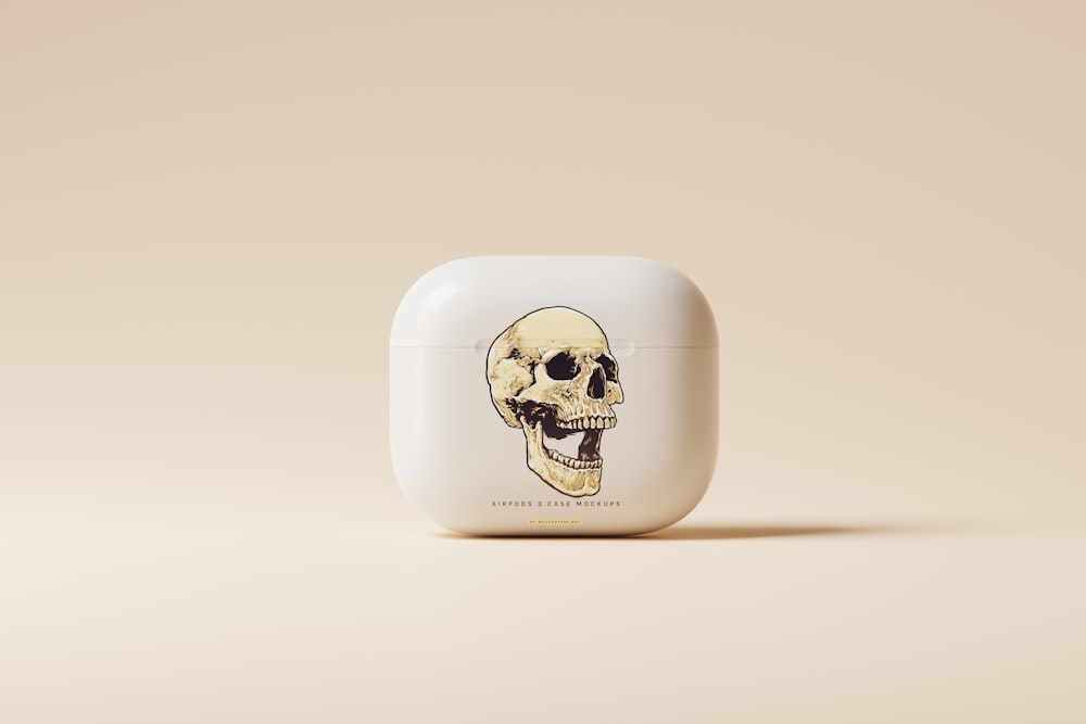 a white box with a skull on it