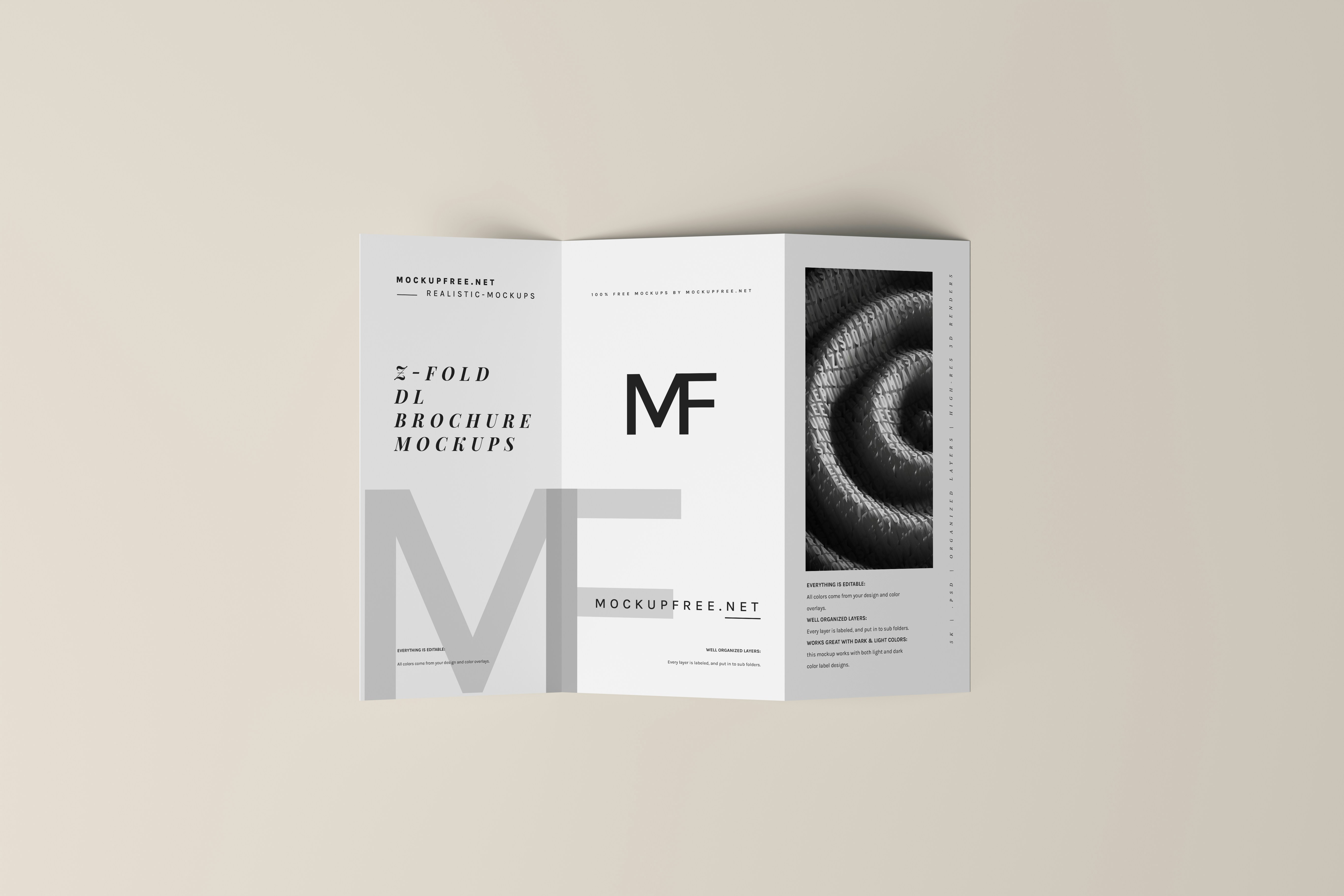 Z-Fold DL Brochure Mockups, Download the PSD version of this mockup for free from https://mockupfree.net