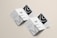 Two unfolded tri-fold brochures are displayed on a light beige background. The design features monochrome elements with the letters 'MF' prominently displayed. The brochures include detailed text and an image of a coiled rope or similar texture.