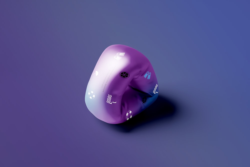 a purple and white object on a purple background