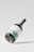 A sleek wine bottle featuring a minimalist design, with a mint green and white label, prominently displaying the initials 'MF'. The bottle is positioned at an angle against a plain, light background, casting a subtle shadow.