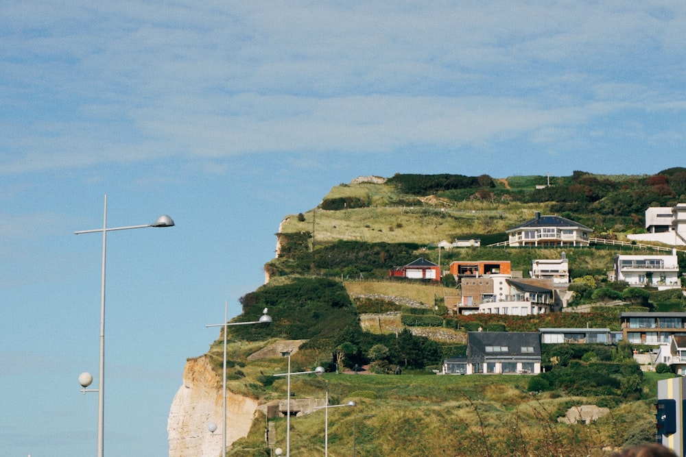 a hill with houses on top of it