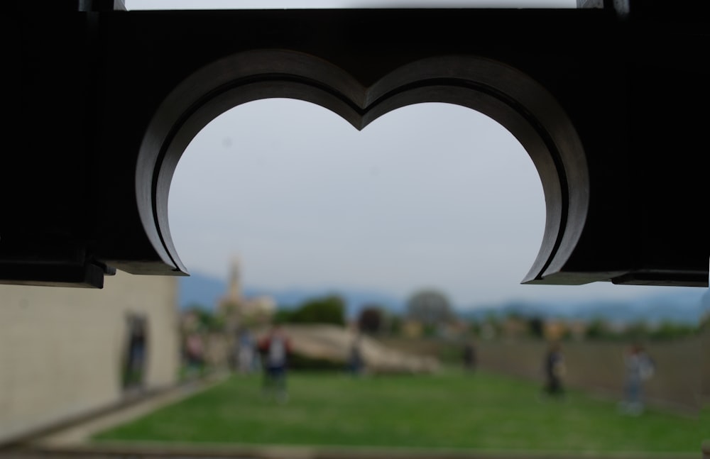 una ventana con vistas a una zona cubierta de hierba